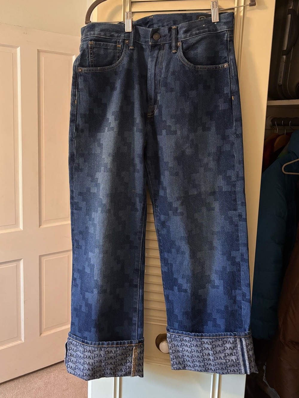 Dap Gap Dapper Dan Harlem Collab Men's Blue pixel logo Patterned Jeans 29 x 30